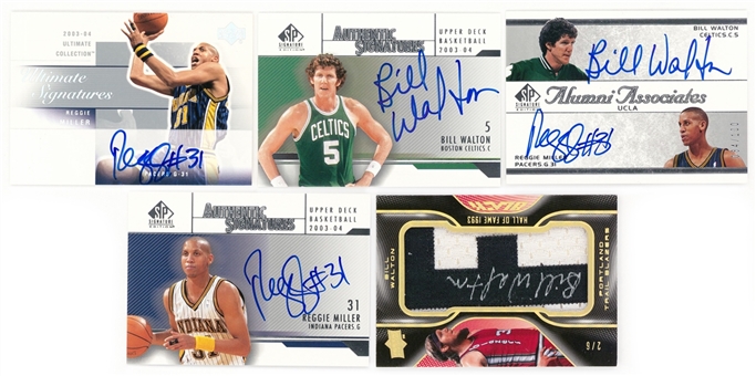 2003-2008 Upper Deck "UCLA Stars" Hall of Famers Signed Cards Quintet (5 Different) – Featuring Bill Walton and Reggie Miller